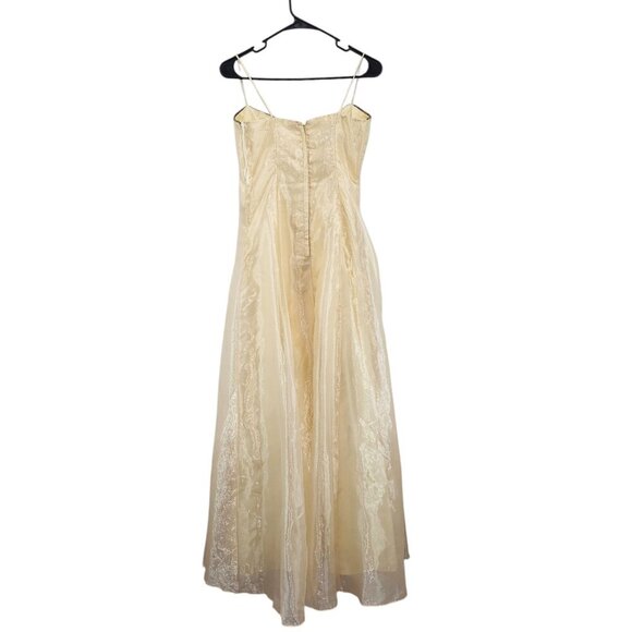 Maria Bonita Women's Vintage Chiffon Ball Gown Light Yellow Sz L - Picture 7 of 9